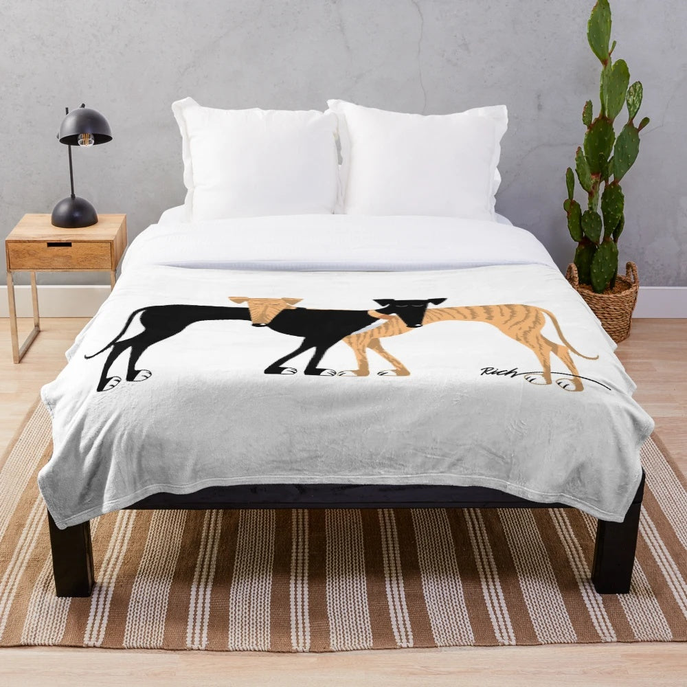Brindle hound plush blanket featuring a charming and stylish design