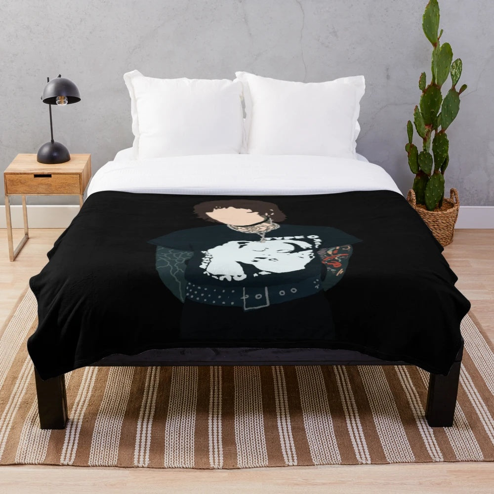 Bring Me the Horizon inspired plush blanket featuring Oli Sykes silhouette design