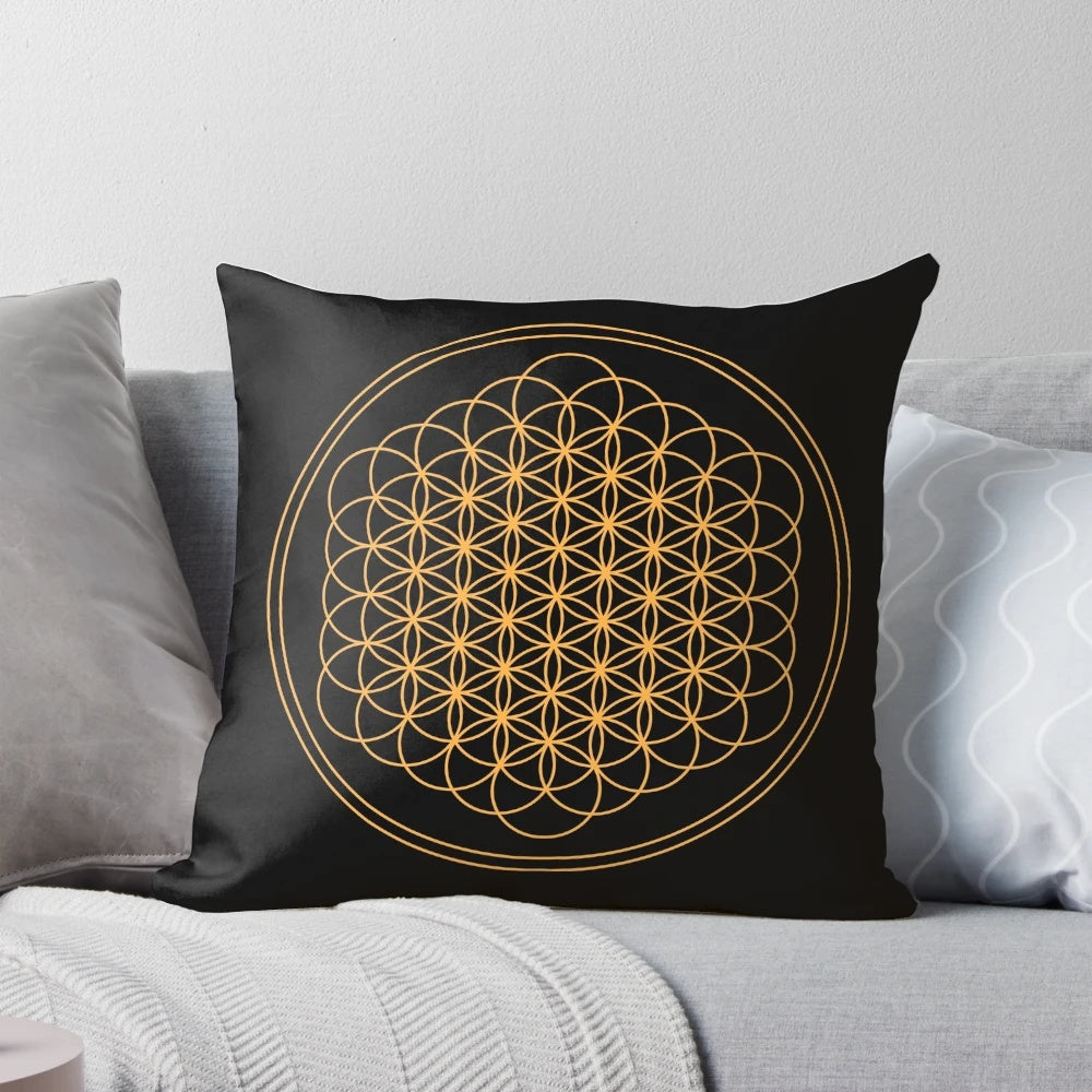 Decorative pillow featuring the Flower of Life geometric pattern, inspired by the album "Sempiternal" by the metal band Bring Me The Horizon.