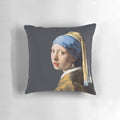Decorative throw pillow featuring Vermeer's iconic painting "Girl with a Pearl Earring