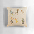 Colorful pillow inspired by the Wes Anderson film "Fantastic Mr. Fox" with the lyrics "Let Her Dance" printed on it.
