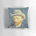 Vibrant and expressive pillow featuring Vincent Van Gogh's iconic self-portrait painting