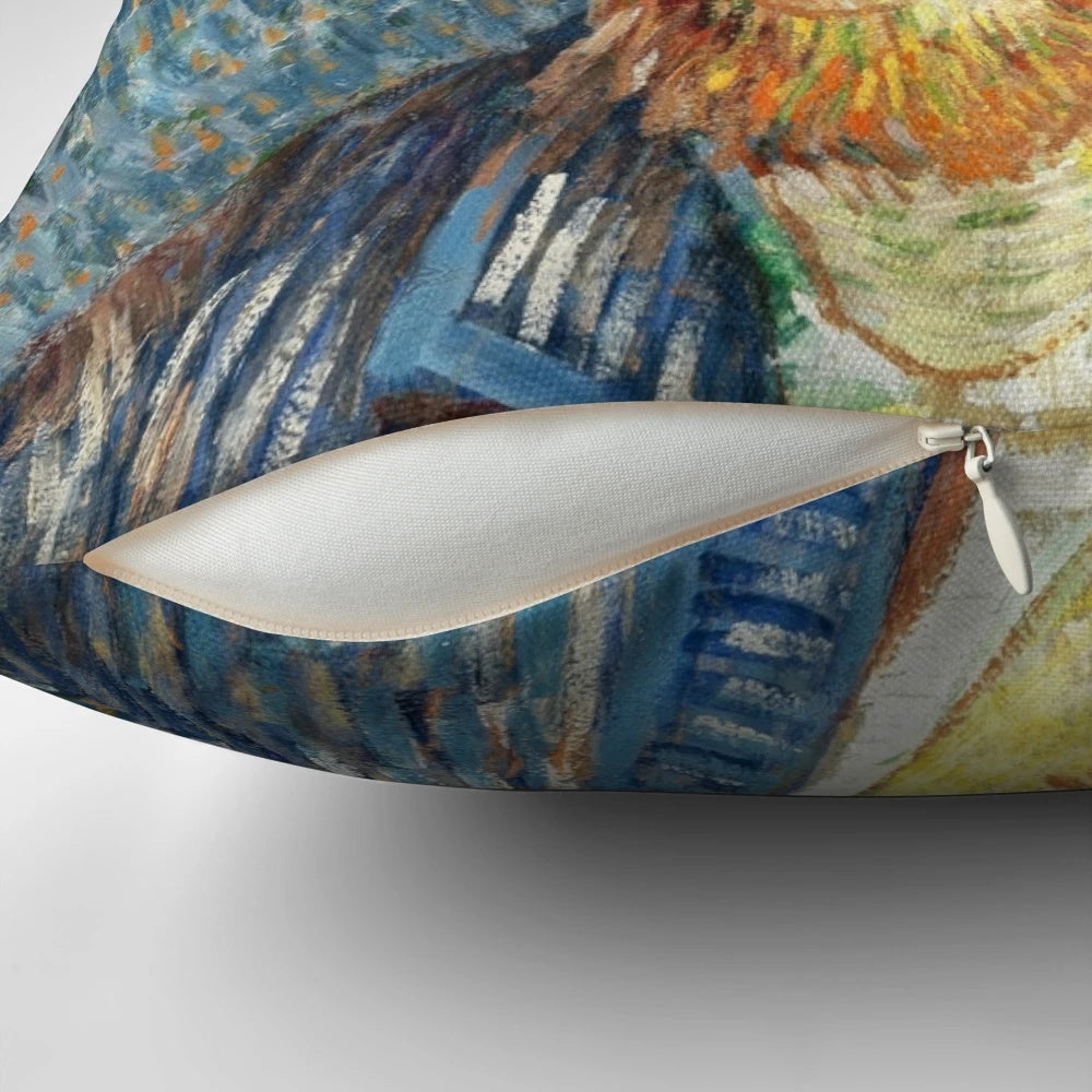 Vibrant and expressive pillow featuring Vincent Van Gogh's iconic self-portrait painting