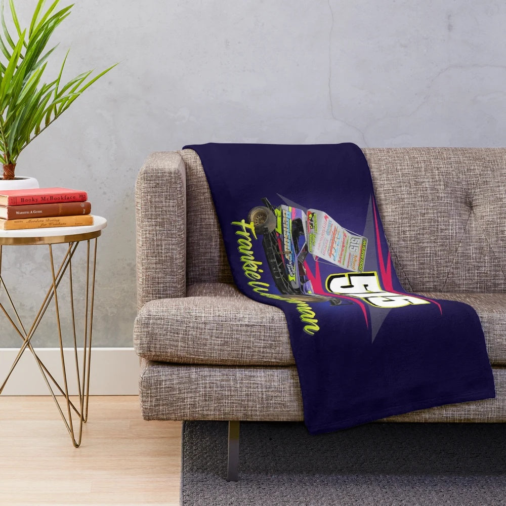 Brisca stock car racing inspired plush blanket featuring Frankie Wainman