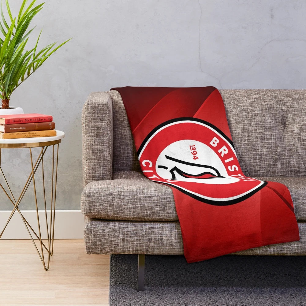 Bristol FC inspired plush blanket with white and red colors