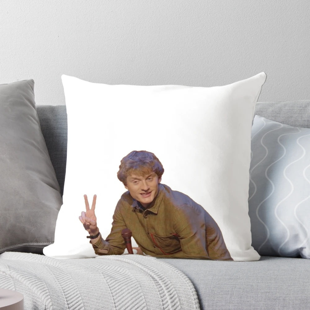 James Acaster themed pillow, featuring the popular British comedian