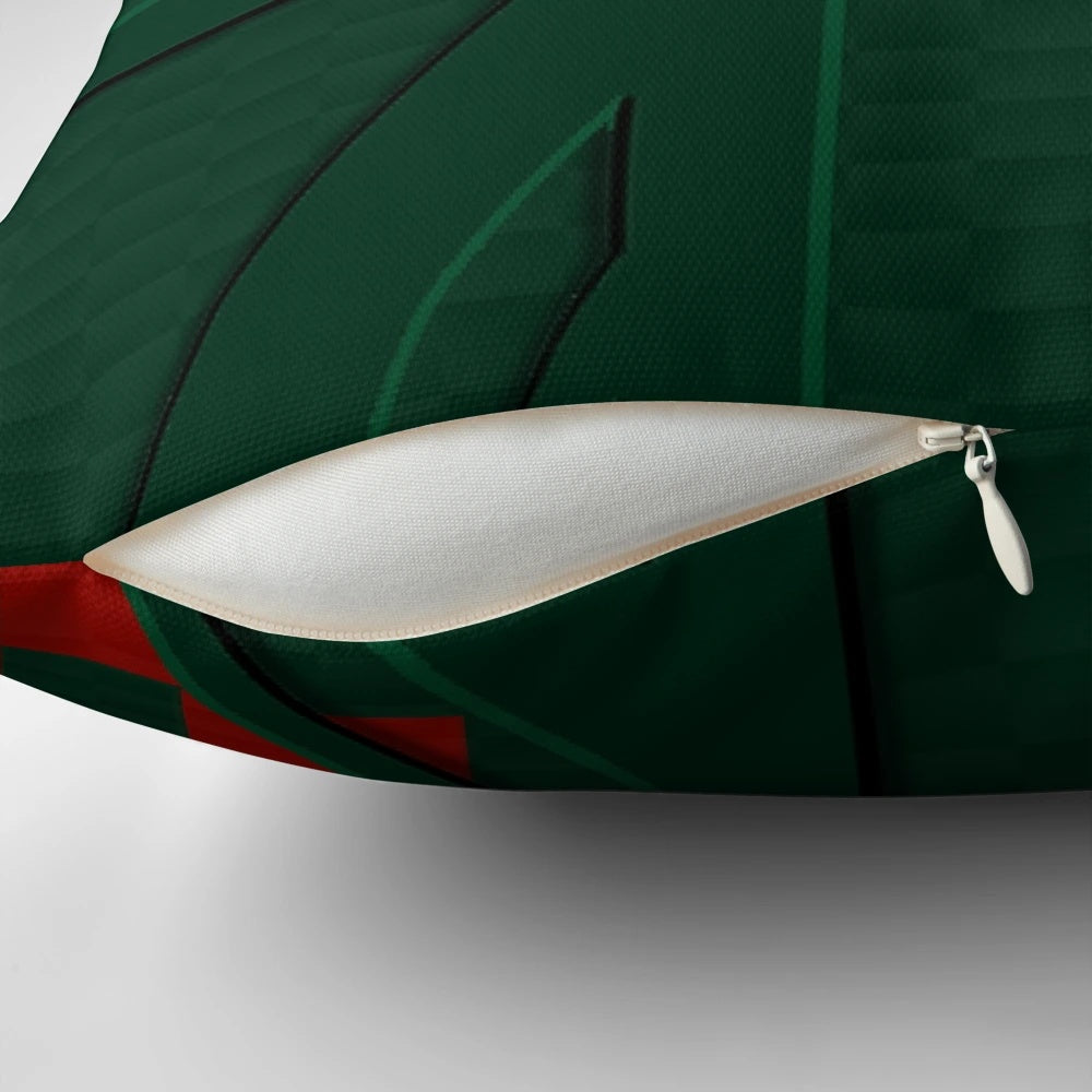 British racing green Mini Cooper 3D Union Jack flag pillow
