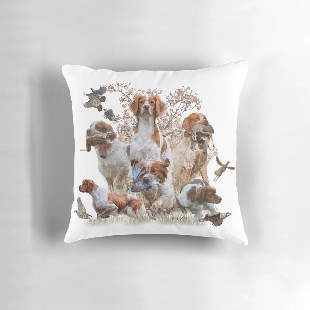 Brittany Spaniel Pillow featuring the French Brittany hunting dog breed