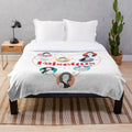 Falsettos-inspired plush blanket with musical theatre elements