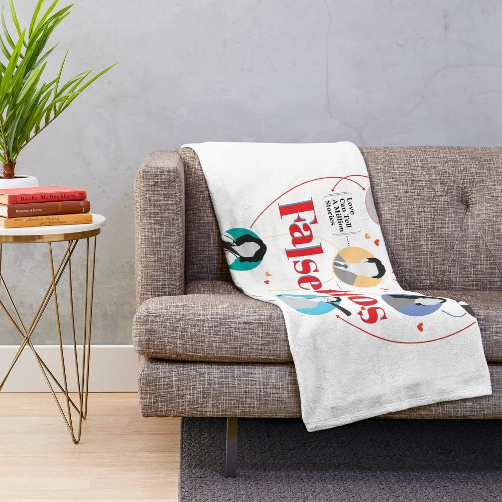 Falsettos-inspired plush blanket with musical theatre elements