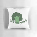 Let's Broc About It" pillow featuring a cute broccoli design, perfect for adding a touch of humor to your home decor.