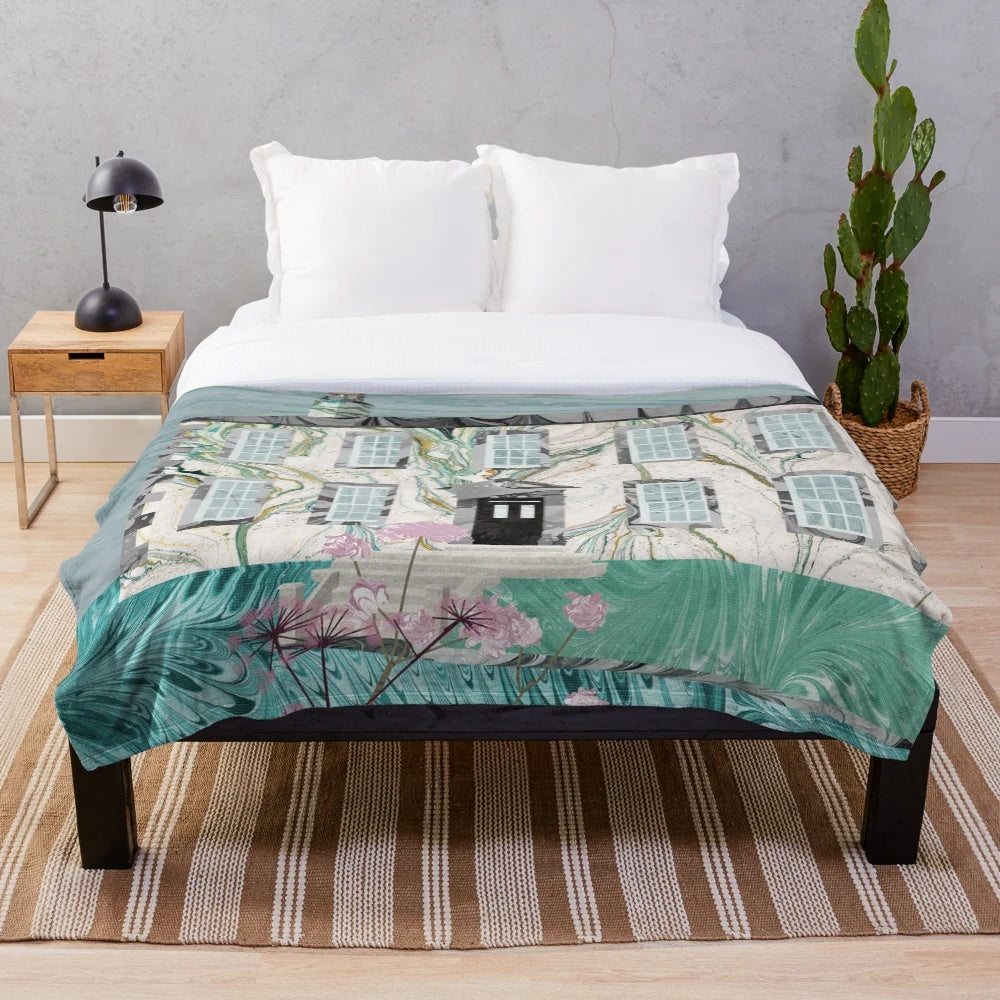 Bronte sisters-inspired marbled paper plush blanket
