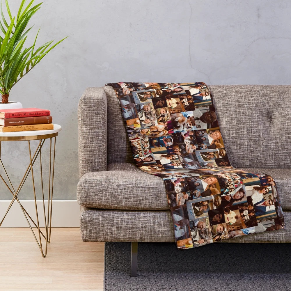 Brooklyn Nine-Nine themed plush blanket with collage of main characters