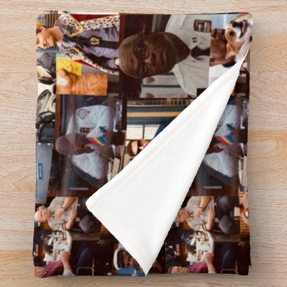 Brooklyn Nine-Nine themed plush blanket with collage of main characters
