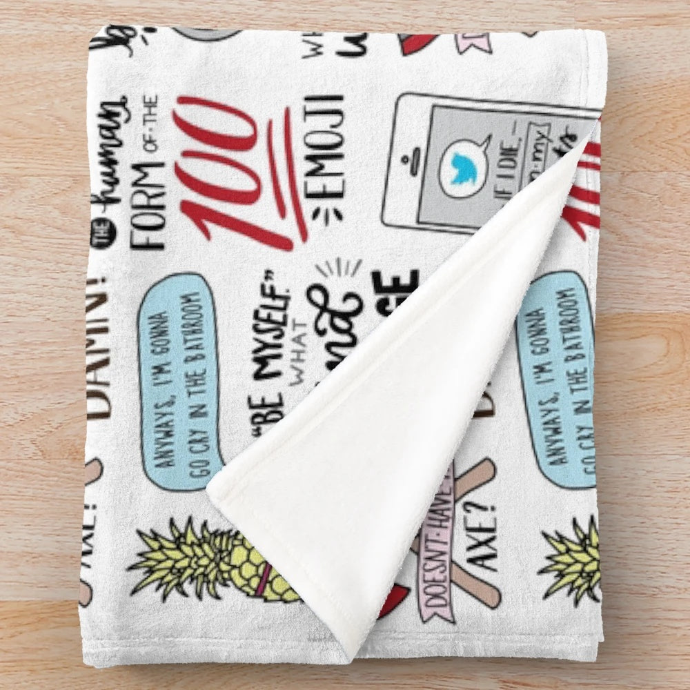 Brooklyn Nine-Nine inspired plush blanket with TV show characters and quotes