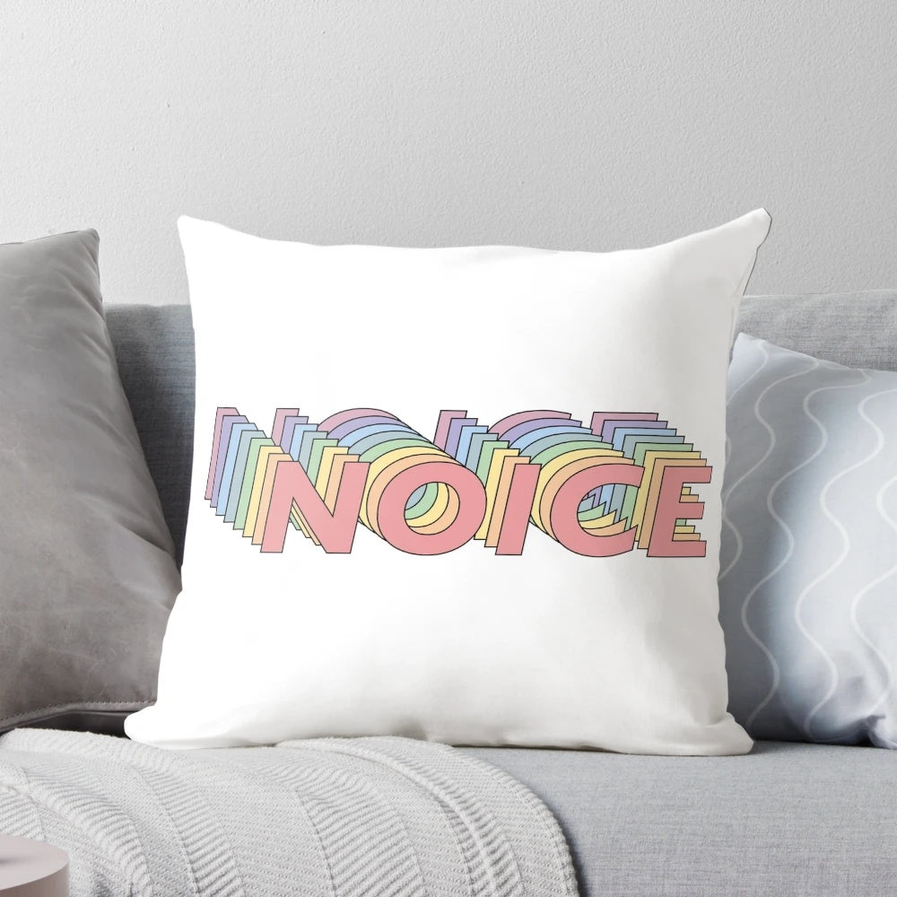 Brooklyn Nine-Nine themed decorative throw pillow featuring the iconic "Noice!" catchphrase