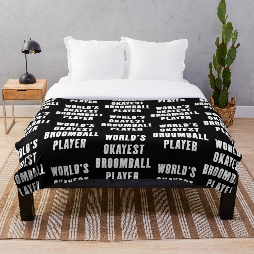 Broomball player plush blanket