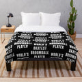Broomball player plush blanket