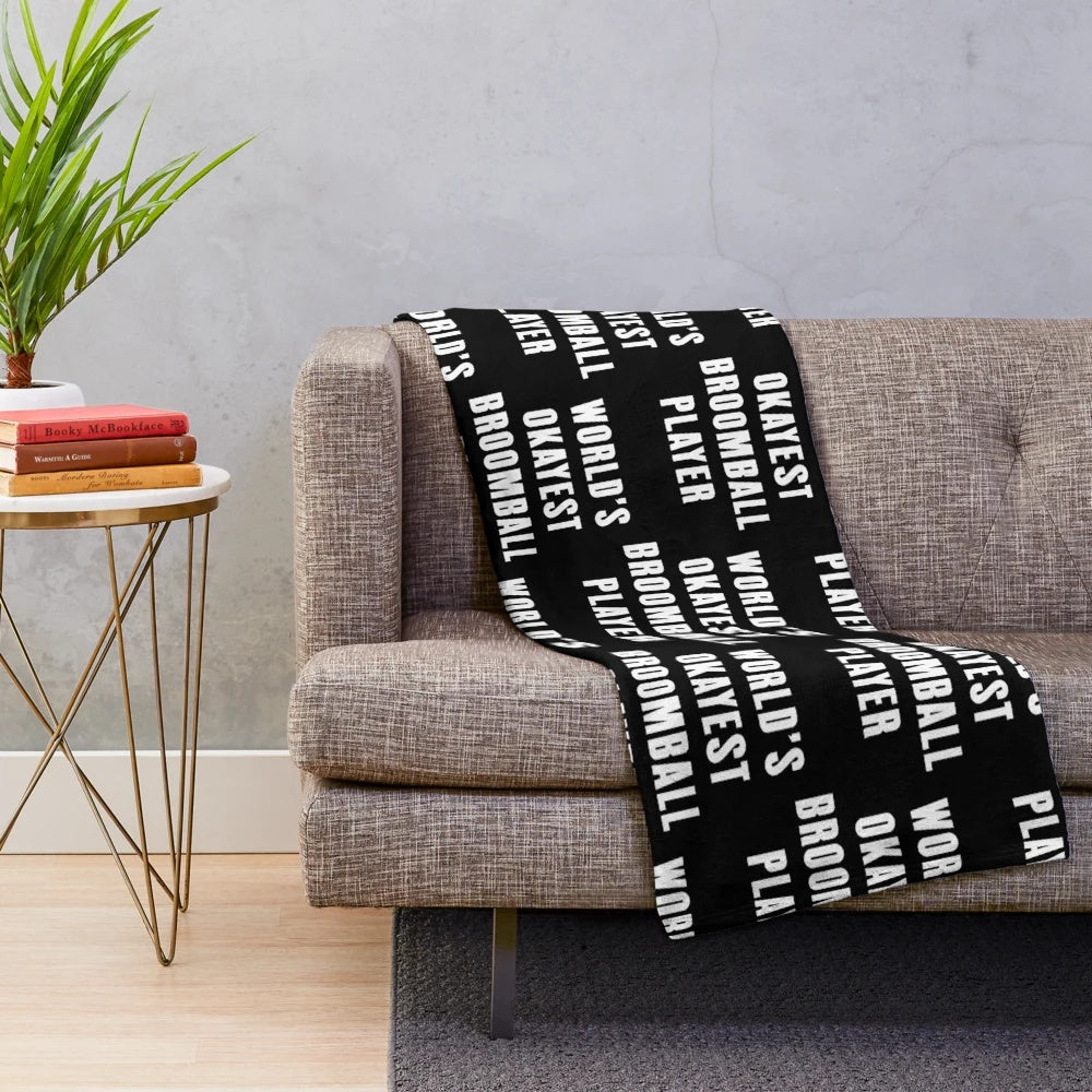 Broomball player plush blanket