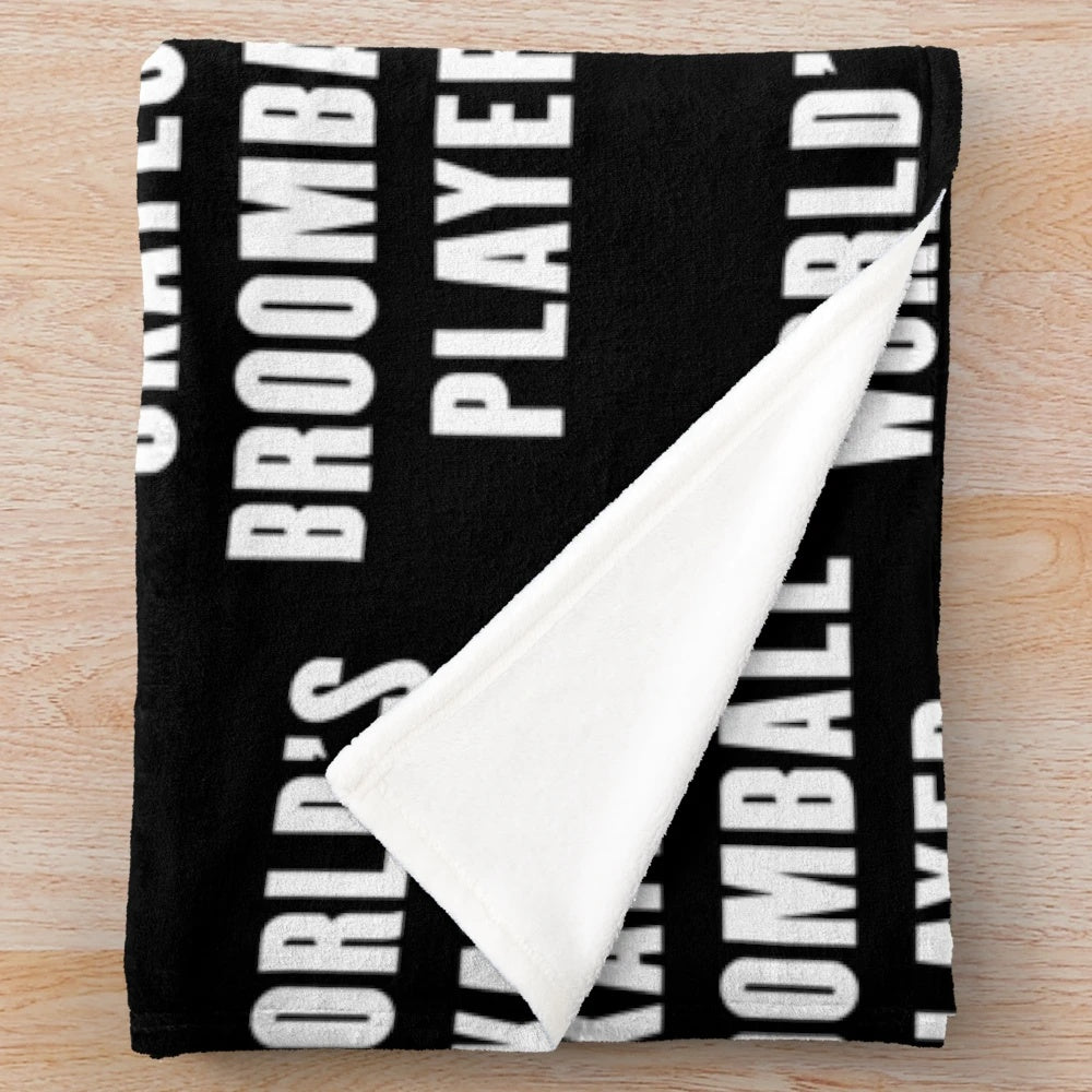 Broomball player plush blanket