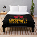 Browncoat inspired plush blanket featuring the quote "I Aim To Misbehave" from the Firefly/Serenity universe
