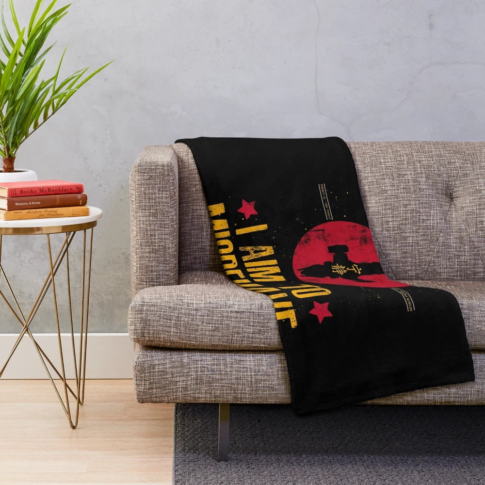 Browncoat inspired plush blanket featuring the quote "I Aim To Misbehave" from the Firefly/Serenity universe