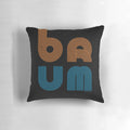 Brum 68 Pillow, a black and white geometric cushion featuring a modern, minimalist design inspired by the city of Birmingham.