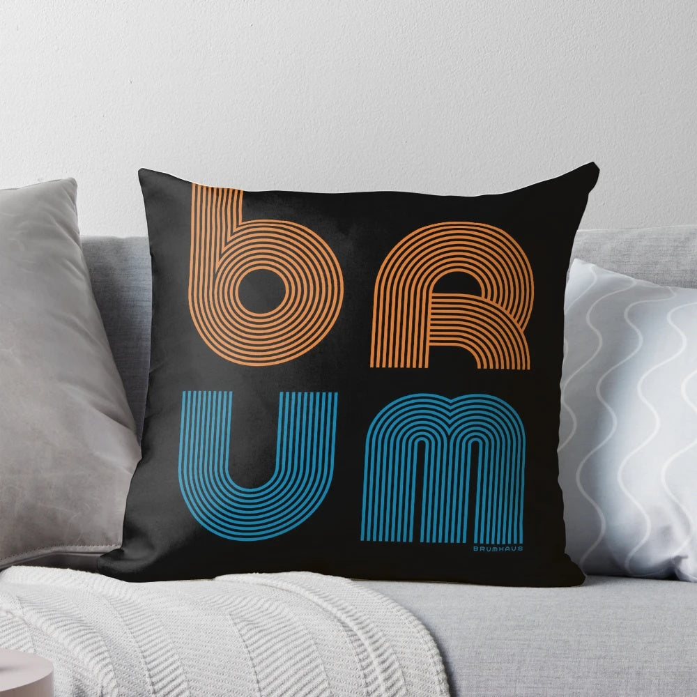 Brum 68 Pillow, a black and white geometric cushion featuring a modern, minimalist design inspired by the city of Birmingham.