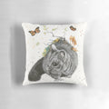 Vibrant brush-tailed possum pillow design featuring black, grey, and orange accents inspired by the Australian native animal