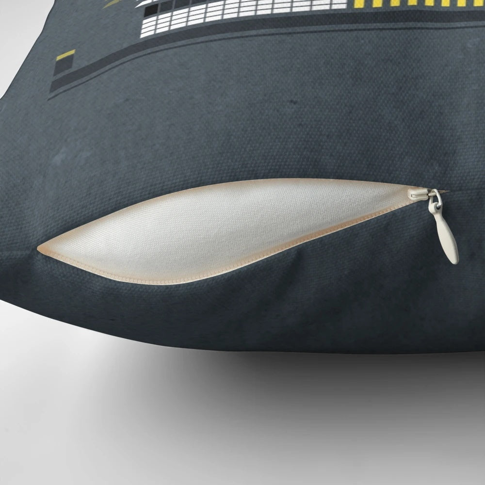 Brutalist-inspired throw pillow featuring the iconic New Street Signal Box building in Birmingham, UK.