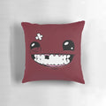 Pillow featuring a graphic, brutally beaten and bloody face with a disturbing expression