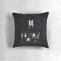 BTS-themed decorative pillow with Korean pop music motif