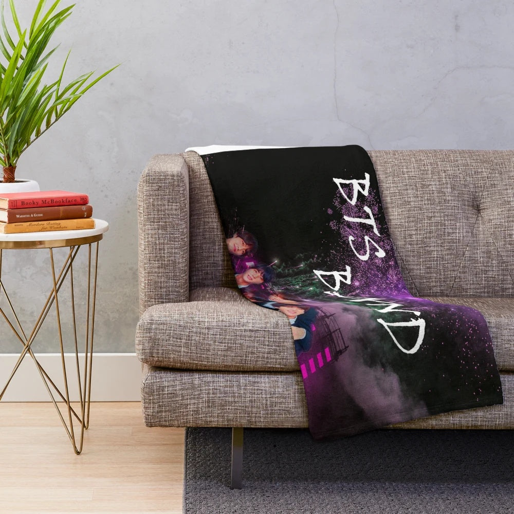 BTS inspired plush blanket with members' photos