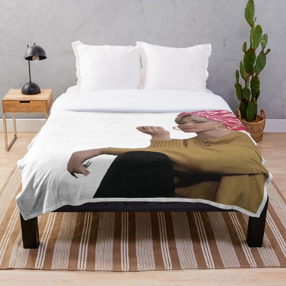 Soft and cozy BTS Jimin inspired plush blanket