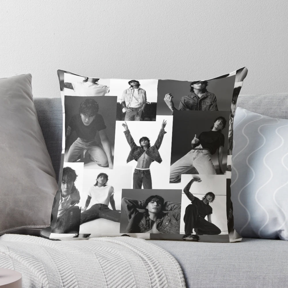 BTS Jungkook collage pillow featuring the popular K-pop group member