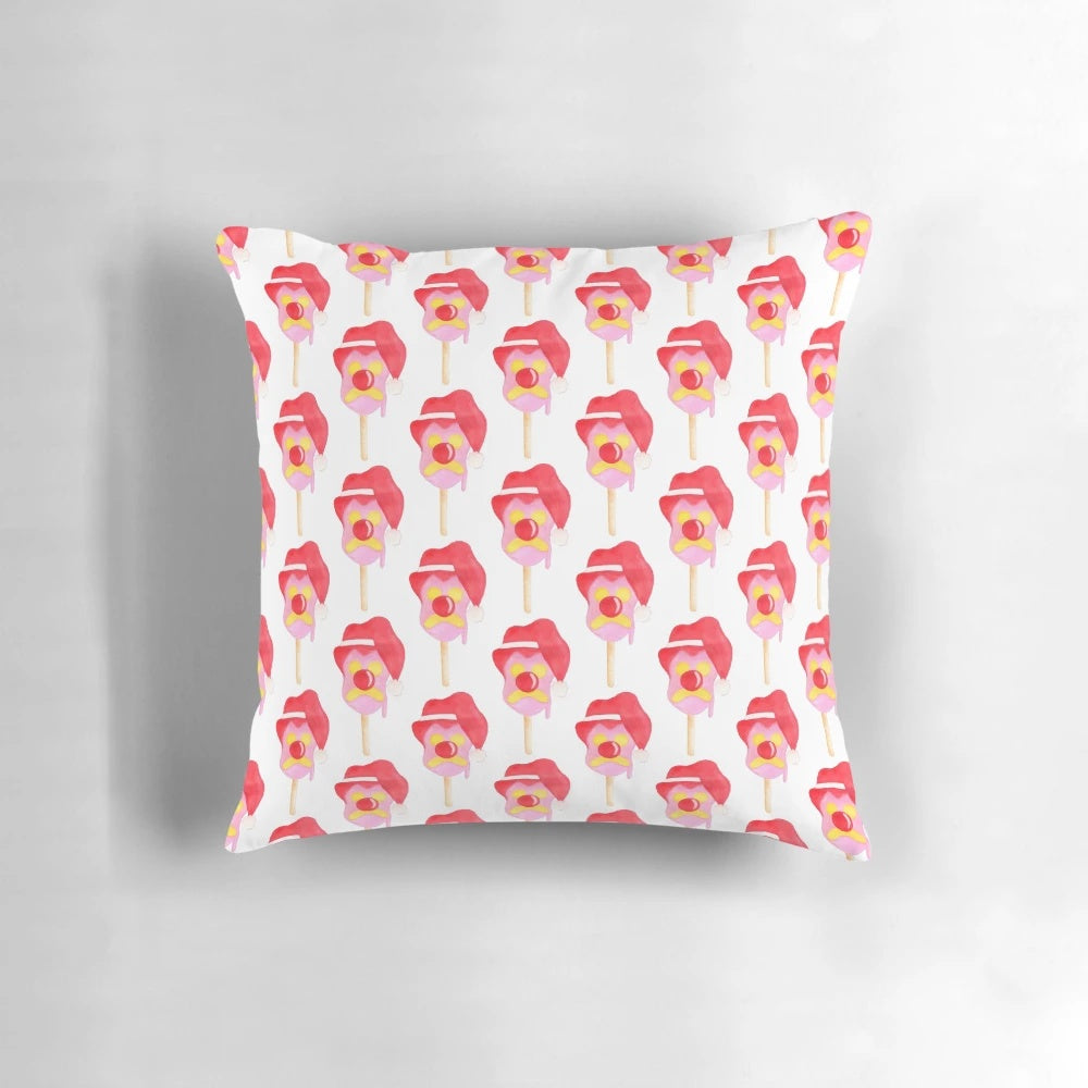 Bubble O'Bill themed Christmas pillow featuring a Santa hat and ice cream