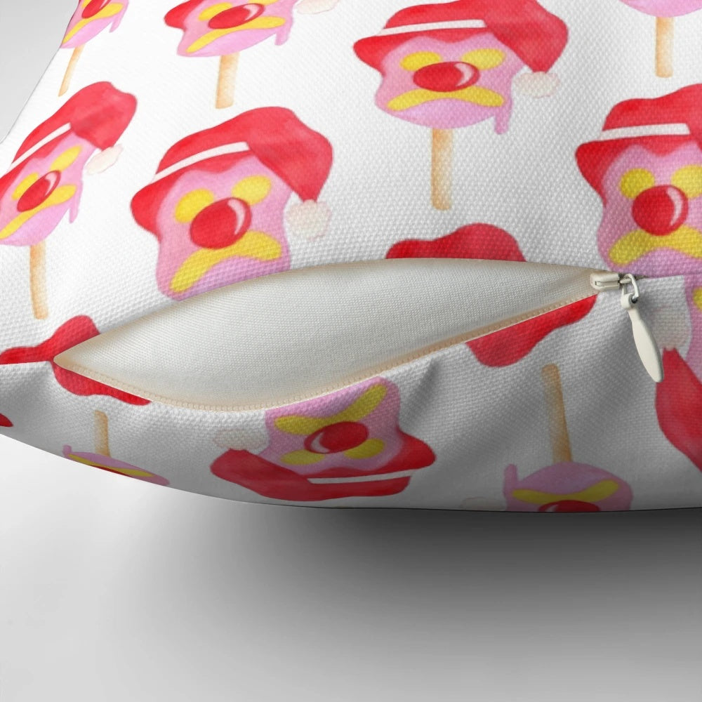 Bubble O'Bill themed Christmas pillow featuring a Santa hat and ice cream