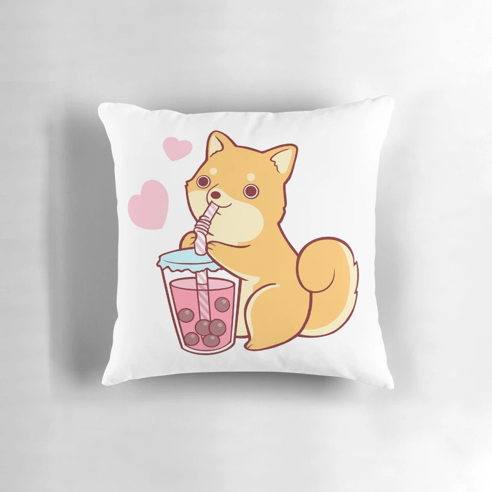 Bubble Tea Shiba Inu Plush Pillow - Cute and Funny Dog-Themed Accent for Home Decor