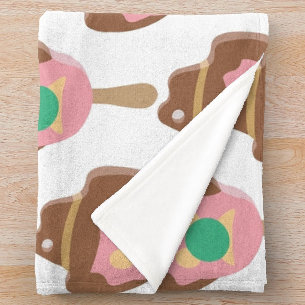 Bubble'o Bill inspired plush blanket with ice cream on a bloke design