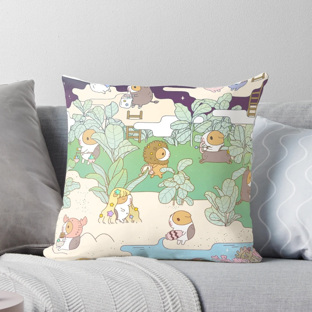 Bubu the Adorable Guinea Pig Horoscope Accent Pillow