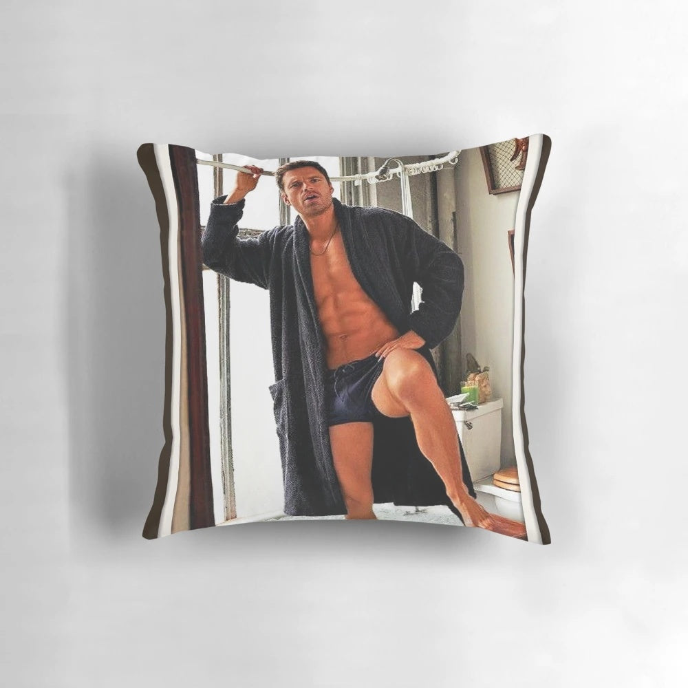 Sebastian Stan as Bucky Barnes in the Marvel Cinematic Universe featured on an ice bath pillow