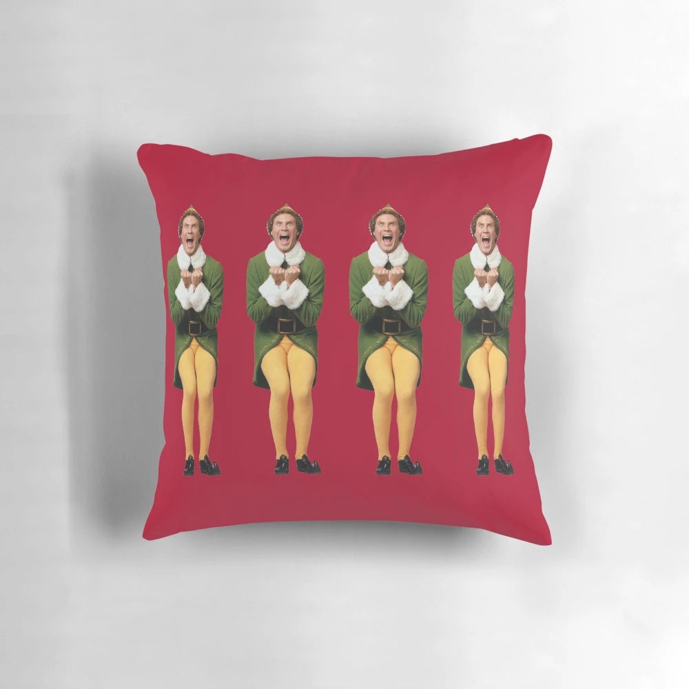 Buddy the Elf "I Know Him" Christmas Pillow with Santa and Candy Canes
