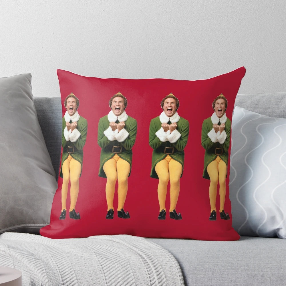 Buddy the Elf "I Know Him" Christmas Pillow with Santa and Candy Canes