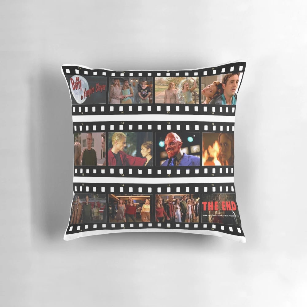 Soft, comfortable Buffy Once More With Feeling pillow featuring iconic imagery from the beloved TV series.
