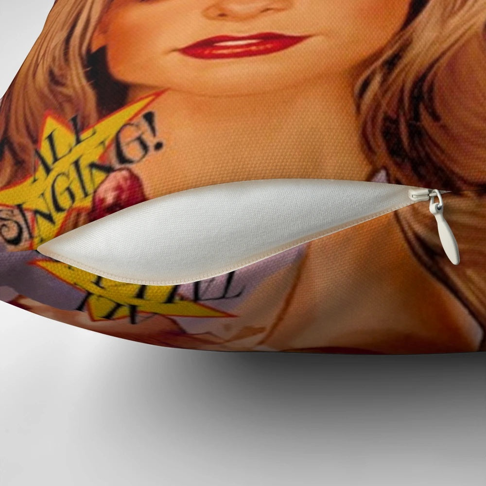 Buffy: Once More With Feeling rectangular pillow featuring the iconic TV show Buffy the Vampire Slayer in a 90s aesthetic design.