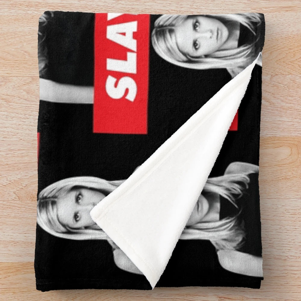 Buffy the Vampire Slayer inspired plush blanket with "SLAY" design