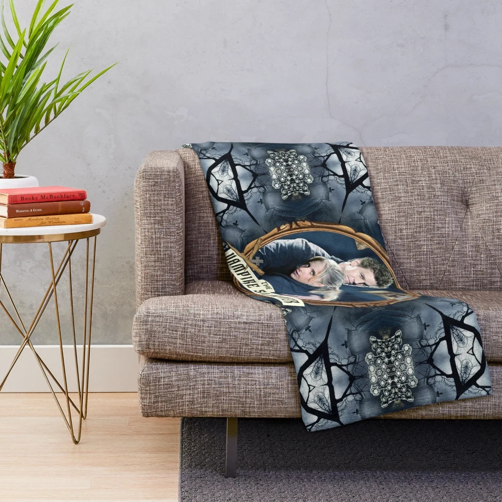 Buffy the Vampire Slayer inspired plush blanket with blue diamond pattern
