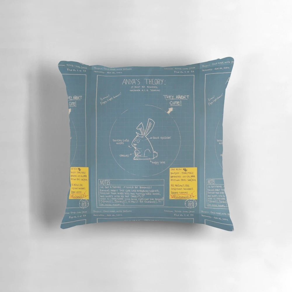 Buffy the Vampire Slayer "It Must Be Bunnies!" Pillow featuring the iconic musical episode moment