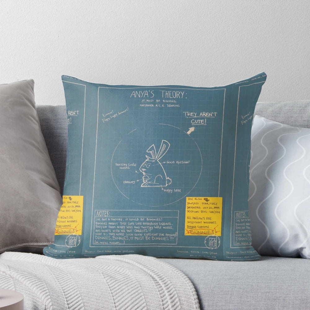 Buffy the Vampire Slayer "It Must Be Bunnies!" Pillow featuring the iconic musical episode moment
