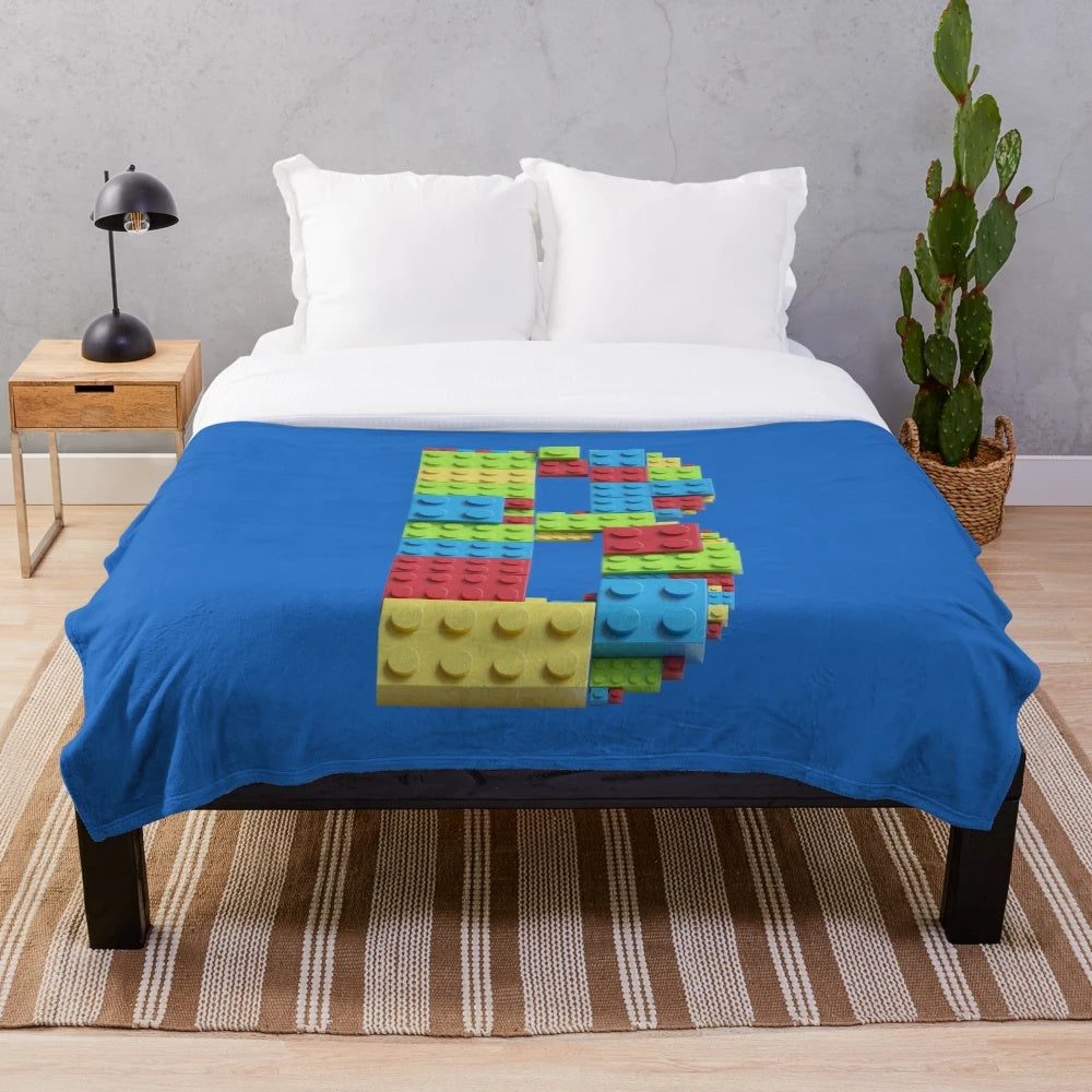 Building Brick Initial B Plush Blanket